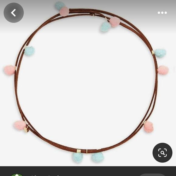 Pink and blue 18K gold played vegan suede necklace NWT Ettika - Picture 3 of 4